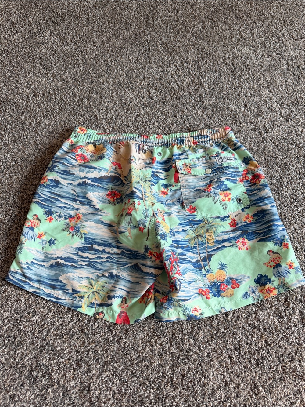 Polo by Ralph Lauren Mint Hawaiian Print Swim Shorts - Picture 7 of 7